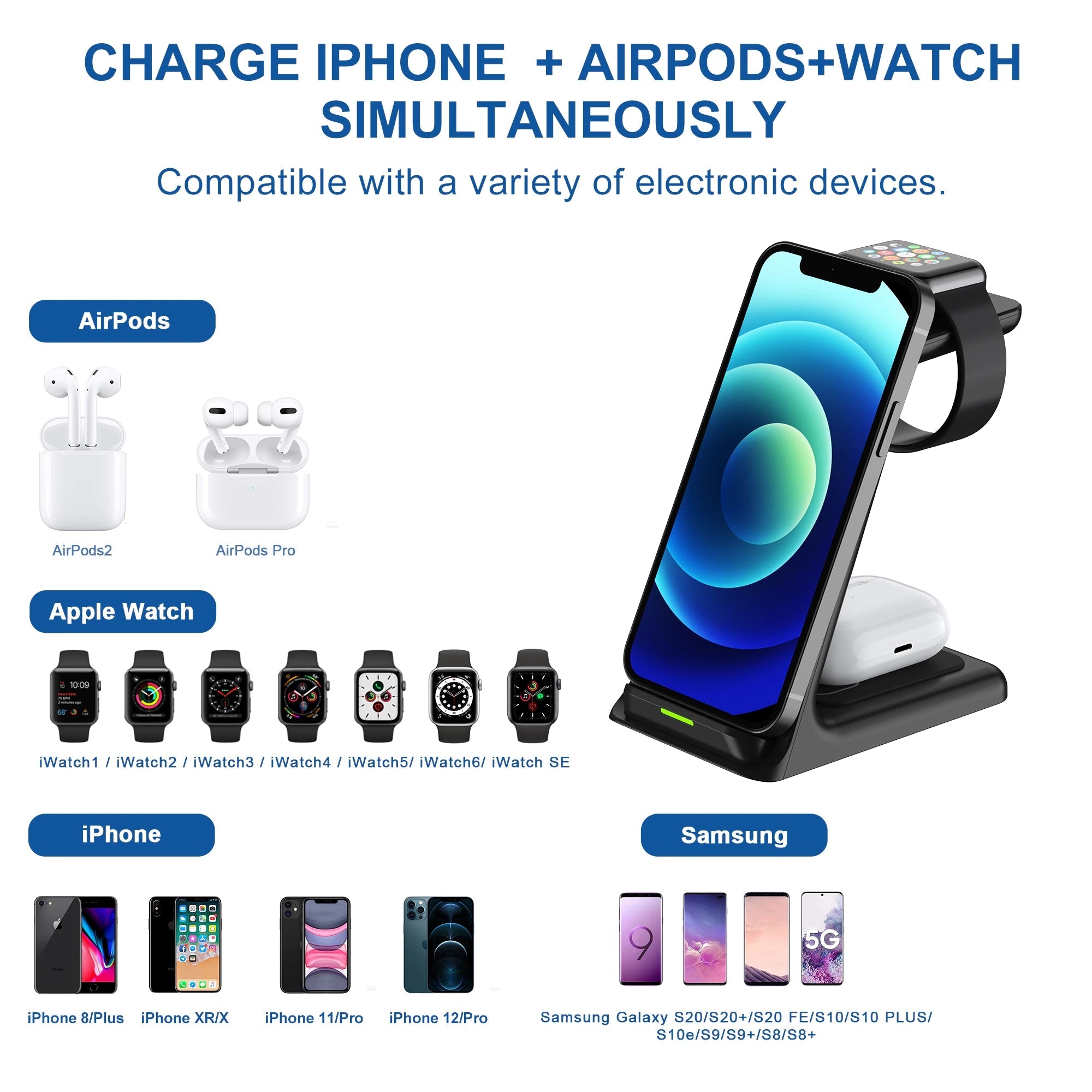 20W Wireless Charger Stand For I Phone Airpods I Watch