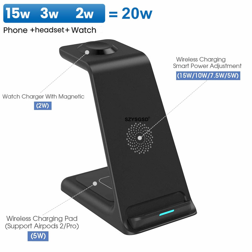 20W Wireless Charger Stand For I Phone Airpods I Watch
